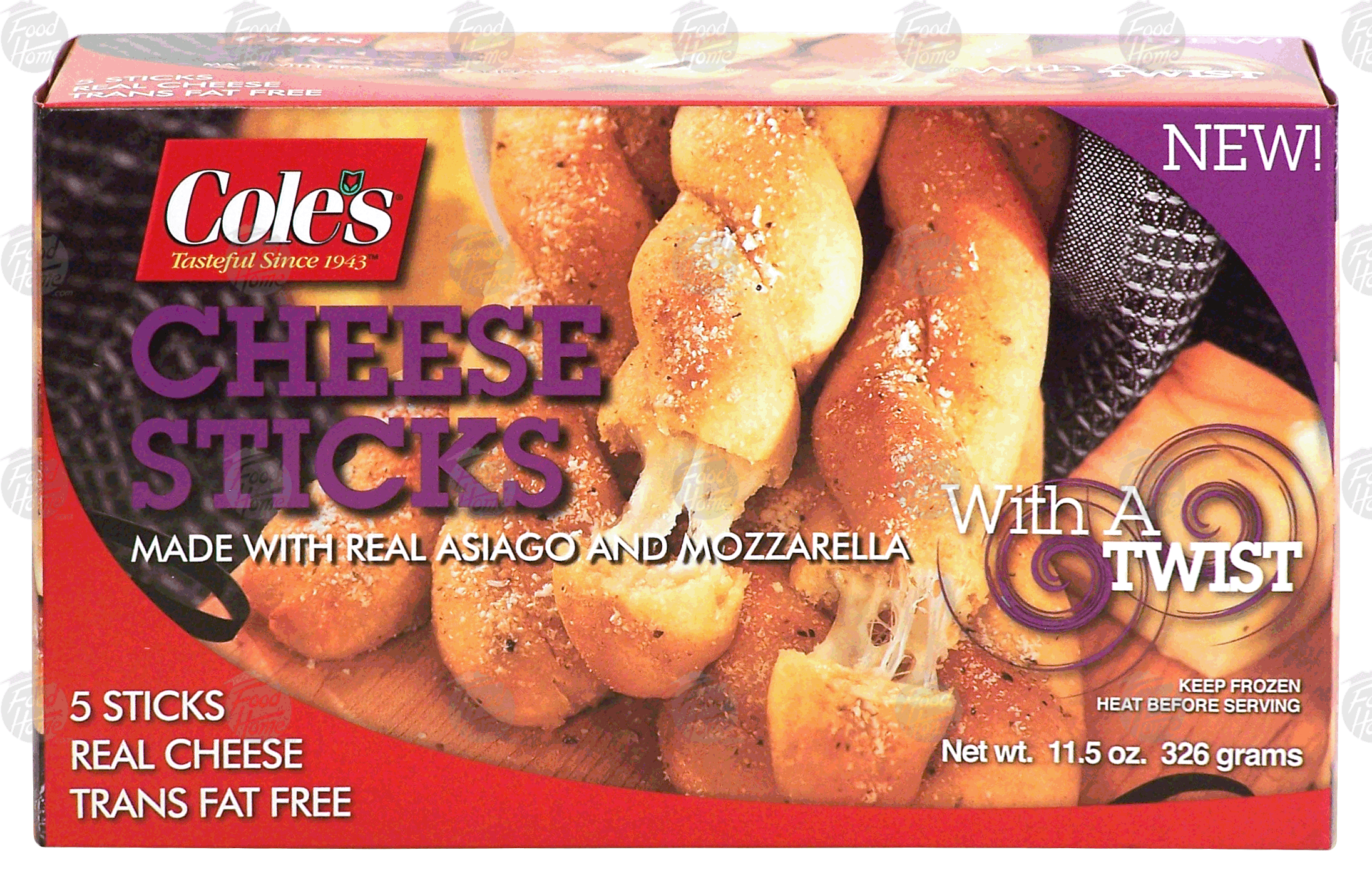 Cole's With A Twist cheese sticks made with real asiago and mozzarella, 5 sticks Full-Size Picture